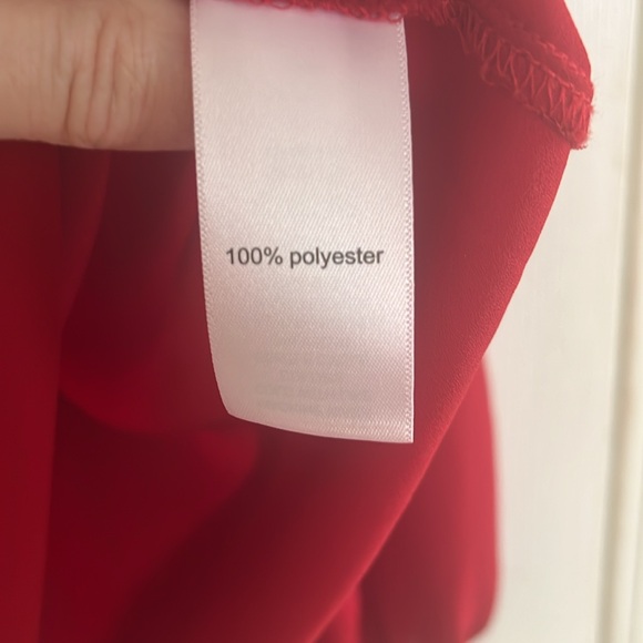 Women's Red V-Neck Blouse - Picture 4 of 6